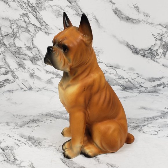 Boxer Dog Porcelain Hand Painted Figurine Mid Century - Picture 2 of 9